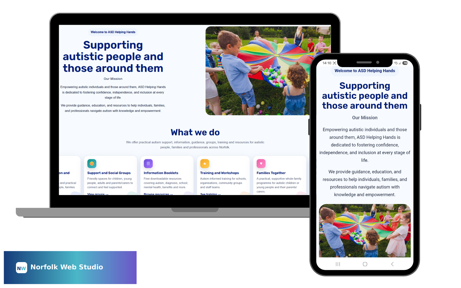 Screenshot of the ASD Helping Hands website