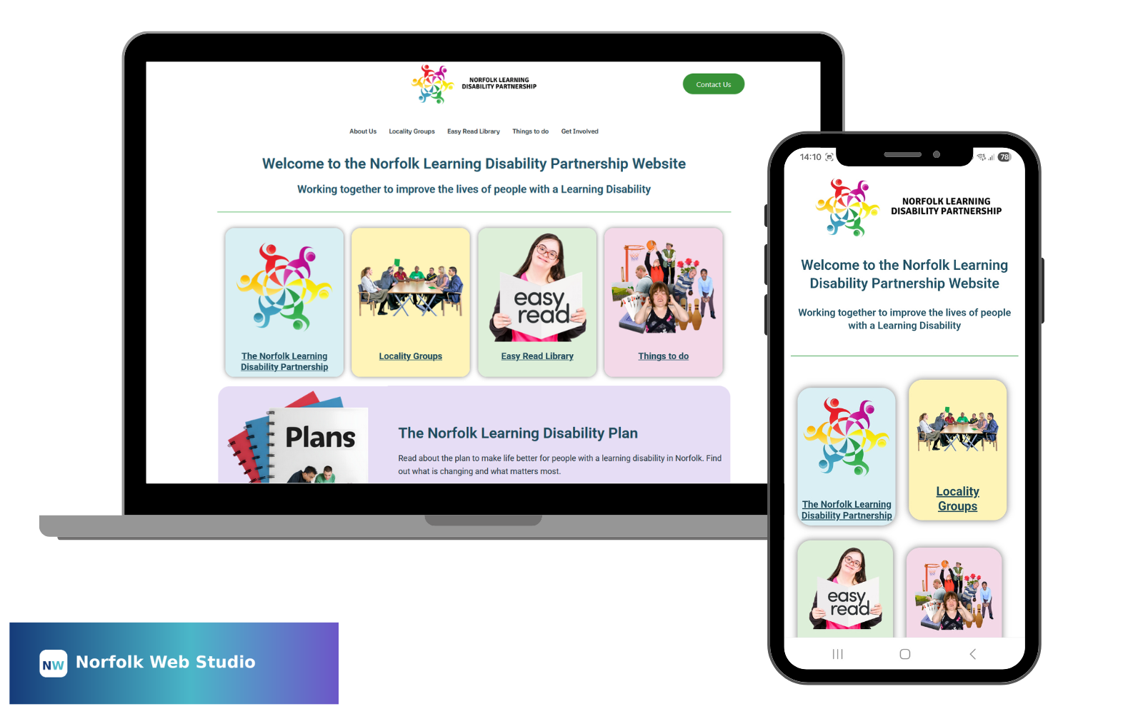 Screenshot of the Norfolk Learning Disability Partnership website
